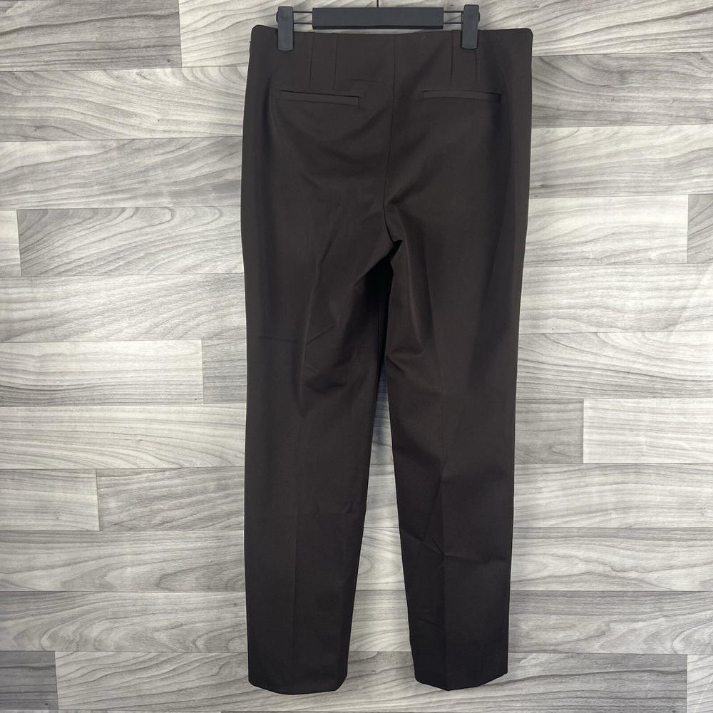 Talbots Dress Pants Womens 8 Brown Straight Stretch Career Business Pleated Corp - Picture 9 of 12